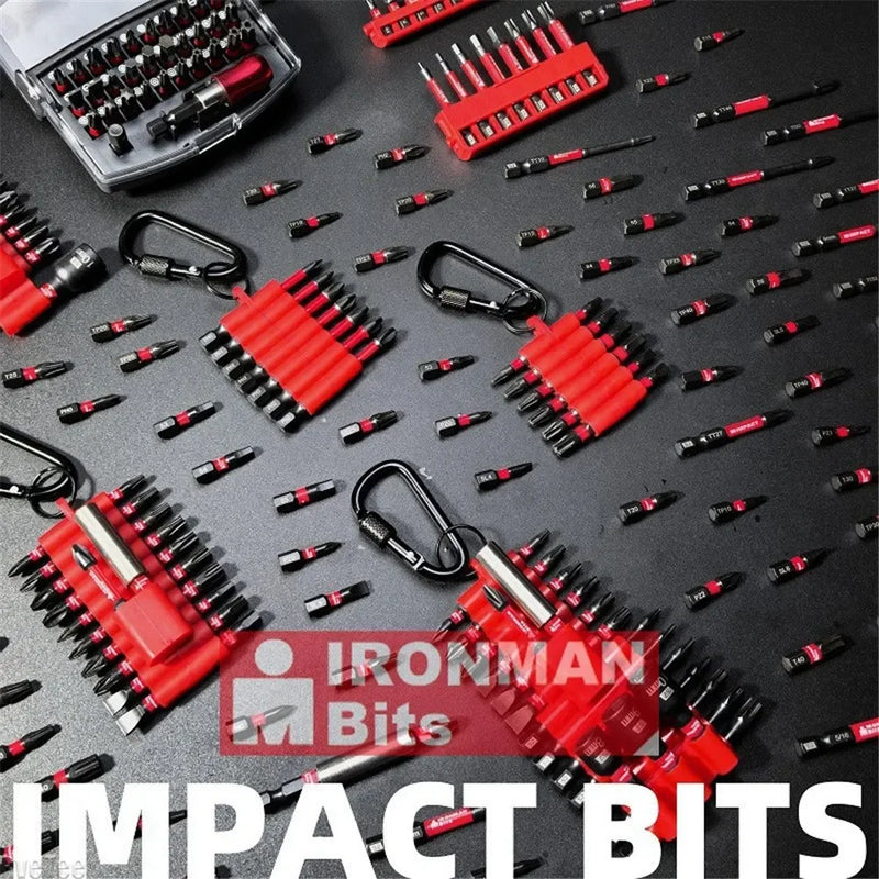 Conjunto de Chave de Impacto – 7 a 24 Peças de Bits com Estojo Organizador, Magnéticos, Aço S2, Multiuso + 1 Suporte para Bits