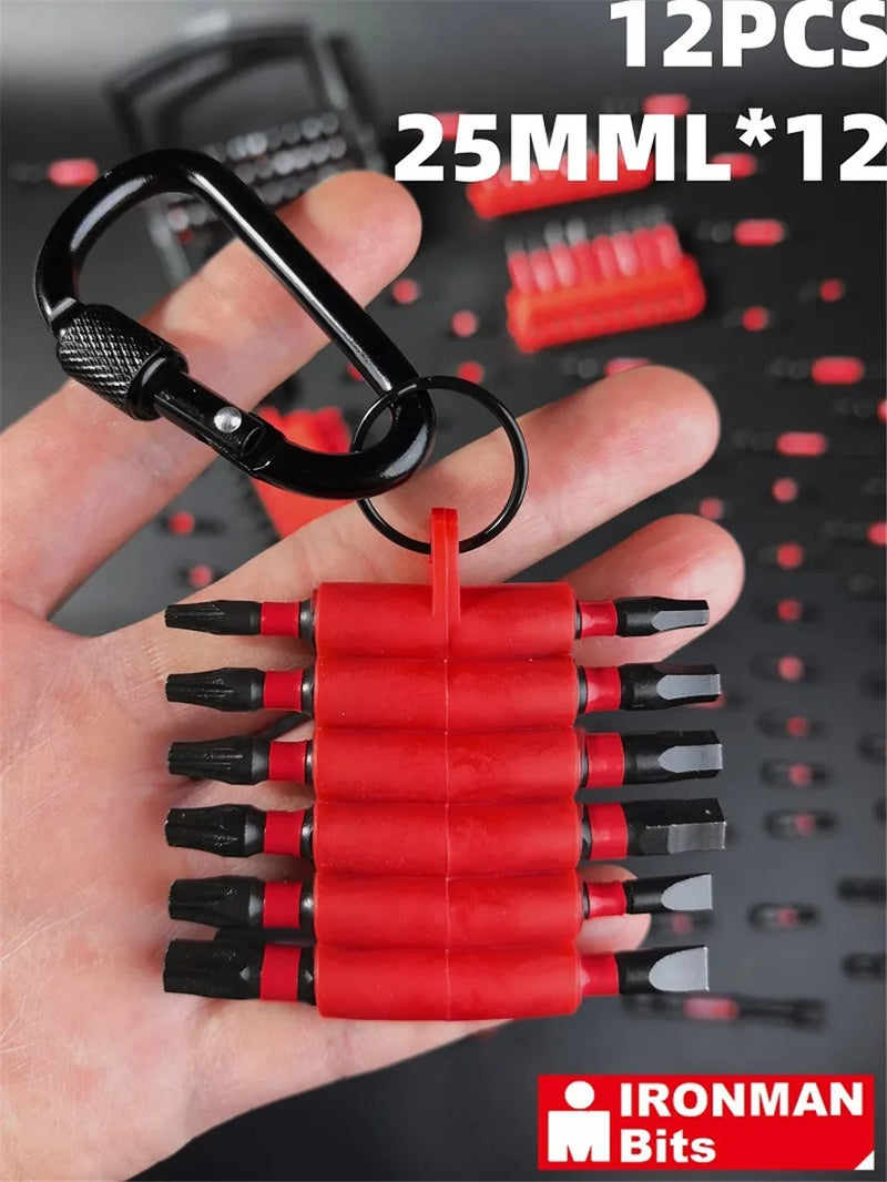 Conjunto de Chave de Impacto – 7 a 24 Peças de Bits com Estojo Organizador, Magnéticos, Aço S2, Multiuso + 1 Suporte para Bits