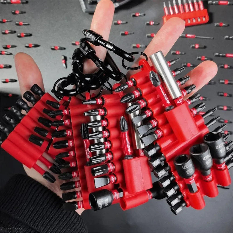 Conjunto de Chave de Impacto – 7 a 24 Peças de Bits com Estojo Organizador, Magnéticos, Aço S2, Multiuso + 1 Suporte para Bits