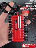 Conjunto de Chave de Impacto – 7 a 24 Peças de Bits com Estojo Organizador, Magnéticos, Aço S2, Multiuso + 1 Suporte para Bits