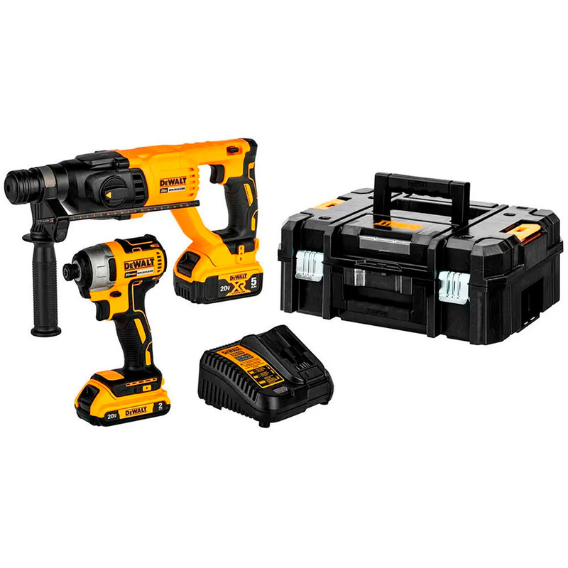 Combo Com Martelete SDS Plus e Parafusadeira de Impacto Com Baterias e Carregador Bivolt - DEWALT-DCK260D1P1T-BR