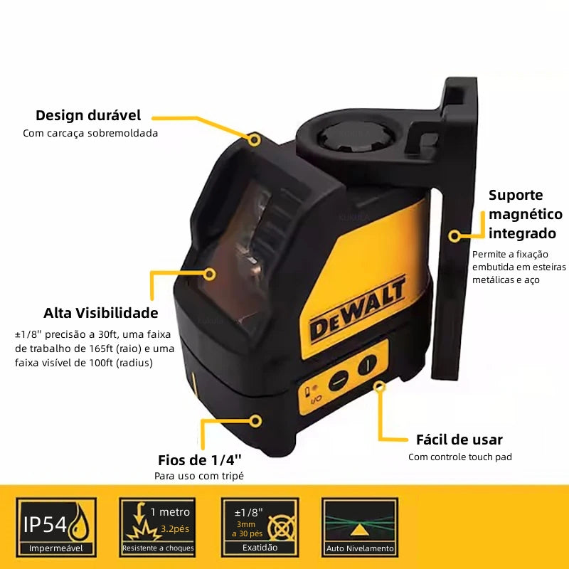 Nível a Laser DEWALT Linha Verde 2 Linhas Cruzadas Beam