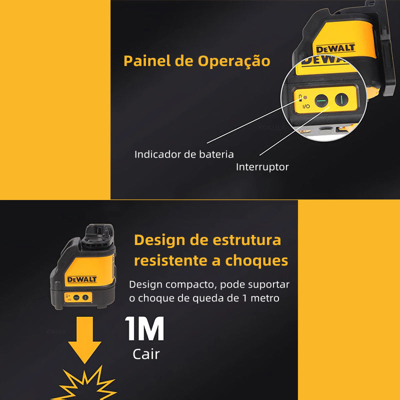 Nível a Laser DEWALT Linha Verde 2 Linhas Cruzadas Beam