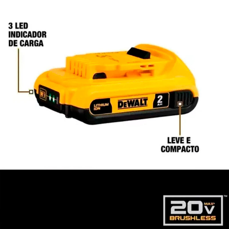 Combo Com Martelete SDS Plus e Parafusadeira de Impacto Com Baterias e Carregador Bivolt - DEWALT-DCK260D1P1T-BR